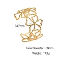 Brazalete abierto de acero inoxidable chapado en oro de 18k con diseño de mariposa - Dorado