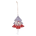 Christmas tree wooden pendant with snowflake pattern, Xmas text and small white bell - Christmas Tree