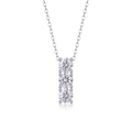 Elegant S925 silver necklace with three-stone vertical moissanite pendant on white background - Standard Type / 3x 0.5ct Moissanite