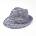 Atmungsaktiver hellgrauer Fedora-Hut mit Mesh-Hohlgeflecht für den Sommerurlaub - 58cm / Grau