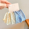 Set of 12 gradient blue and yellow elastic mesh hair ties on a white display card - Set of 5 / 4# Sea Salt Blue Mesh (Single Approx 6x3cm)