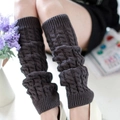 Thick cable knit leg warmers in dark coffee brown color for autumn and winter - One Size / Dark Gray