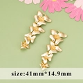 18K gold plated flower branch DIY jewelry accessories, size 41mm x 14.9mm, golden finish - Gold Vine MD6704A / 1 Piece