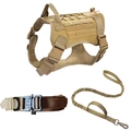 Tactical dog harness, collar and leash set in khaki nylon for large breeds - M (Recommended 15-30KG) / Tactical Brown 3-Piece Set (Black Buckle)