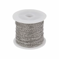 Detailed close-up of a 10-yard silver-plated copper cable chain on a white plastic spool - White K/Silver