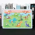 Educational wooden dinosaur puzzle with peg handles for toddlers featuring various species - A025 Dinosaurs Recognition
