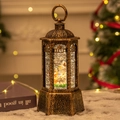 Lanterna natalizia in bronzo con scena della Natività e luce con glitter rotanti - Bronzo Vintage Scena della Natività