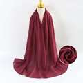Solid deep red chiffon hijab scarf for women featuring a lightweight textured fabric - Dark Blue