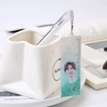 Cute acrylic ruler charm for pens featuring a celebrity portrait and glitter details - Star Ruler - Green