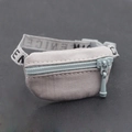 Miniature light gray canvas waist bag with light blue zipper and NICE MAO text for dolls - Gray