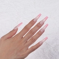 Unghie finte lunghe a bara stile francese con base rosa e punte rosa vivace - Stile Bara Lunga Francese Rosa - Tipo Colla (FS-44)