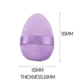 Vue détaillée d'une houppette violette avec ruban satiné affichant les dimensions de 95 mm - Violet / Grand (1pc Vrac)