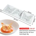 Macro detail of butterfly lace silicone mold showing dimensions and 3D floral relief - Z69 3-Cavity Butterfly LFM-327 / Gray
