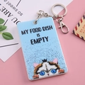 Light blue acrylic keychain card holder featuring a cute crown cat with a silver lobster clasp - Persian Cat
