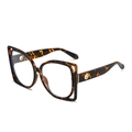 Lunettes de soleil carrées écaille de tortue avec monture oversize et ajourée chic - Cadre Léopard
