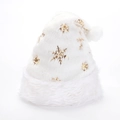 Gorro de Papá Noel de felpa blanca con copos de nieve de lentejuelas doradas decorativo - Gorro de Navidad Dorado