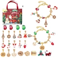 Calendrier de l'Avent de Noël avec deux bracelets dorés et 22 breloques festives en coffret cadeau - M-14 ST