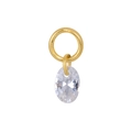 Minimalist S925 silver earring pendant with oval clear zircon and gold finish - A0024-Oval / Gold