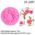 Stampo in silicone fiori di pesco per argilla e dolci, misura 8,5x8,5 cm - 2# Ramo di fiori di ciliegio / Rosa