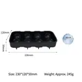 8-cavity black silicone ice ball mold with lid, 230x120x50mm size for large round ice spheres - 8 Cavity Ice Ball Maker / With Funnel / Black