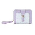 Women's bow wallet in light purple and white leather with gold metallic clasp - Purple
