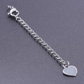 5cm silver metal necklace extender chain with lobster clasp and heart pendant - S1658 Smooth Heart Tag With Clasp / Silver