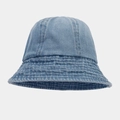 Classic blue denim bucket hat with reinforced stitching and soft washed texture - M (56-58cm) / Medium Blue
