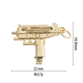 Detailed view of a gold Uzi shaped pendant with precise 22.1mm by 16.9mm dimensions - Gold Uzi Submachine Gun