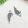 Vintage silver wing pendant charms with detailed feather texture for DIY jewelry making - Wing (10x19mm)
