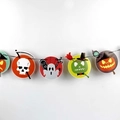 Bannière d'Halloween en papier avec motifs circulaires RIP et accents orange et noir - Style d'Armes Rondes