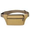 Durable khaki nylon waist bag with multi-layer zipper pockets and adjustable belt - Khaki