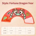 Dragon year soft PU cat recovery collar with lion dance pattern and size chart - S (15-21cm) / Fortune
