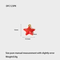Detailed view of red starfish pendant with gold dots showing 16mm x 14.5mm size specs - Starfish-DFC123PK-Red