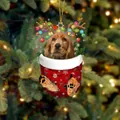 Weihnachtsstrumpf Hund Anhänger mit Cocker Spaniel Motiv, Geweih und bunten Lichterketten - Cocker Typ 2
