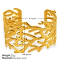Golden titanium steel open cuff bracelet with hollow leaf branch design for women - Gold [Coral Branch]