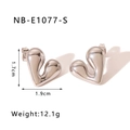 Minimalist silver heart stud earrings with irregular 3D metallic mirror finish - Full Smooth Heart Style (NB-E1077-S)