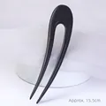 U-shaped black ebony wood hairpin minimalist hair stick 15.5cm for ancient style - U Hairpin - Large F