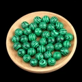 Polished 12mm green malachite striped round loose beads for DIY jewelry making - 12mm Synthetic Malachite Semi Drilled Bead