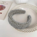 Gray teddy fleece headband for women with soft plush texture and minimalist U-shape design - Gray