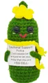 Handmade crochet positive cucumber doll with yellow scarf and motivational card - Pickle With Scarf