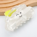 Pinza per capelli a nuvola madreperla 8cm con faccina e decorazione sole giallo - Nuvola di Sole