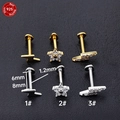 S925 sterling silver piercing set with heart and lightning studs in gold and silver - Style 1 1.2x8mm / Silver