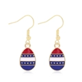 Patriotic red white and blue enamel teardrop earrings with golden star motif - Flag Egg Earrings