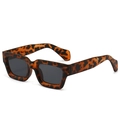 Retro square thick frame sunglasses in leopard tortoise finish with dark grey lenses - Tortoise Frame Black Grey Lens