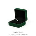 Boîte à bagues en velours vert foncé avec couvercle carré et présentoir de bague - Boîte à bague / Vert Foncé