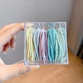 Set di elastici per capelli spessi e colorati in scatola trasparente per varie acconciature - Confezione in scatola / 12# Colori Chiari (50 Pezzi/Scatola)