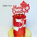 Adorno para tarta Merry Christmas en acrílico rojo con copo de nieve, ancho de 15cm - Rojo Brillante Merry Christmas
