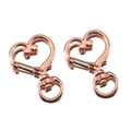 Ganci a moschettone a forma di cuore in oro rosa con girevole per gioielli DIY - Cuore / 5 Pezzi / Oro rosa