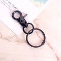 Durable black matte metal lobster clasp keychain with dual rotating rings and rings attachment - Black