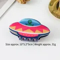 UFO-Haarklammer in Rosa mit Alien-Grafik und Größenangabe 10x5,2x5 cm für Damen - UFO-1 Rosa und Blau